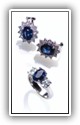 (Click to enlarge) Custom Jewelry Design - Sapphire Earrings in 18K White Gold & Ring in Platinum