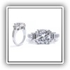 Click to enlarge this Cushion Cut with Trapezoid Diamonds in 18K White Gold