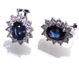 Beautiful 18K White Gold Lady Diana Sapphire and Diamond Earrings