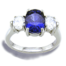 Bright Platinum Oval Sapphire and Round Diamond Ring
